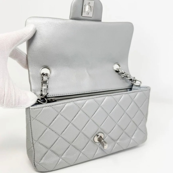 Authentic Chanel Classic Flap Mini Rectangle Silver - Picture 6 of 9